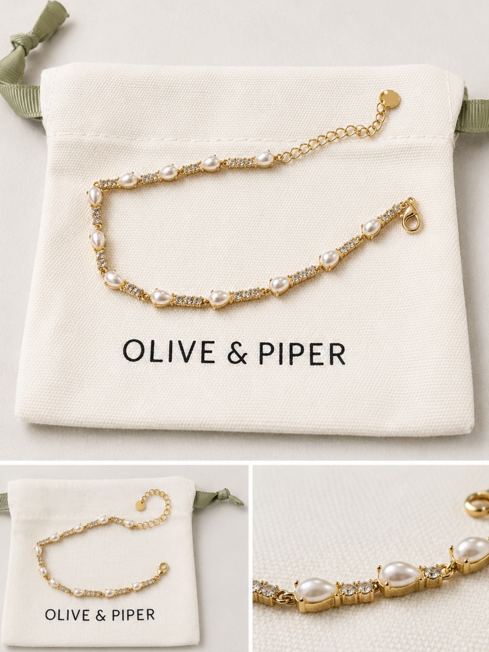 Olive & Piper Gold Pearl Link Bracelet